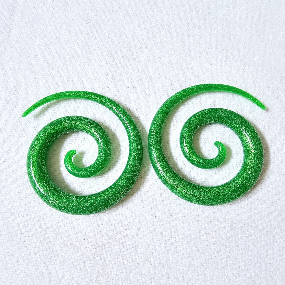 Tapers 1/2" Spiral Plugs Piercing Handmade Hanger Ear Gauges Peering Set Green